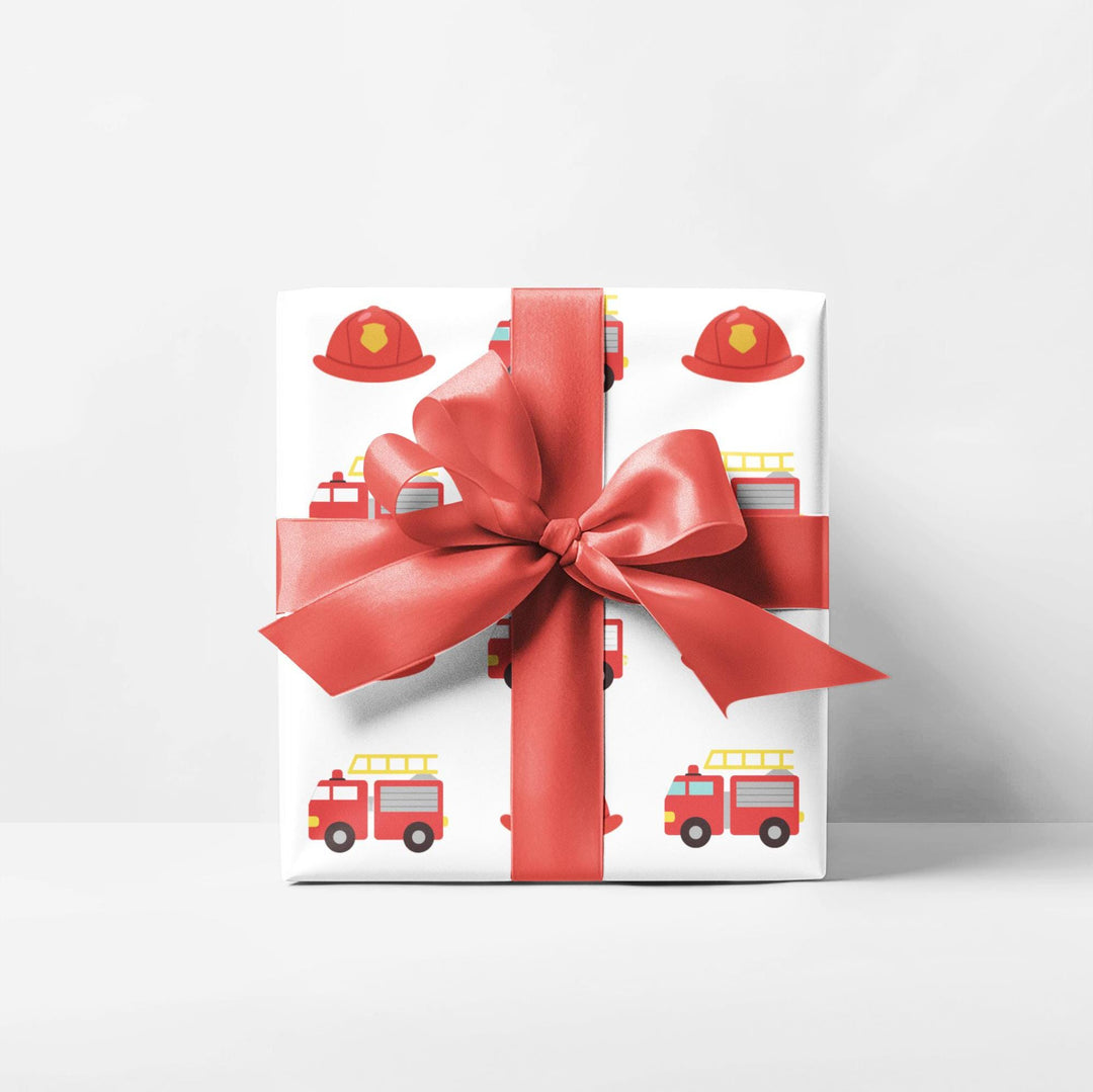 Firetruck Theme Gift Wrap Papers - Birthday Gift Wrap, Party Supplies, Kids Gift Wrap, Firefighter Wrapping Paper