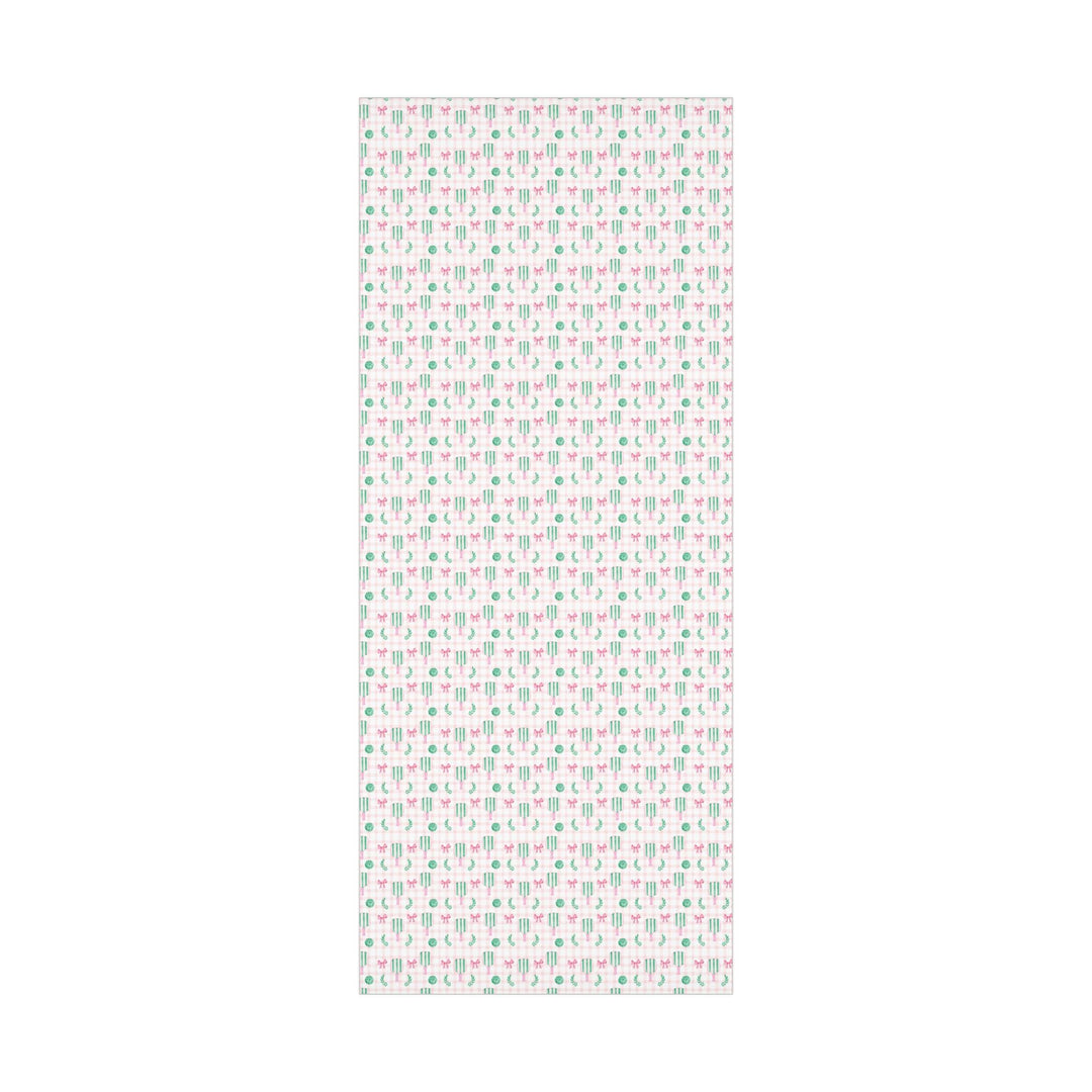 Pickleball Wrapping Paper Pink Gingham Gift Wrap with Bow | Pickleball Birthday Party, Sports Gift Wrap, Pickleball Themed Gifts