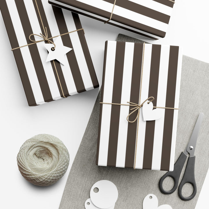 Espresso Brown Stripe Wrapping Paper: Elegant Gift Wrap