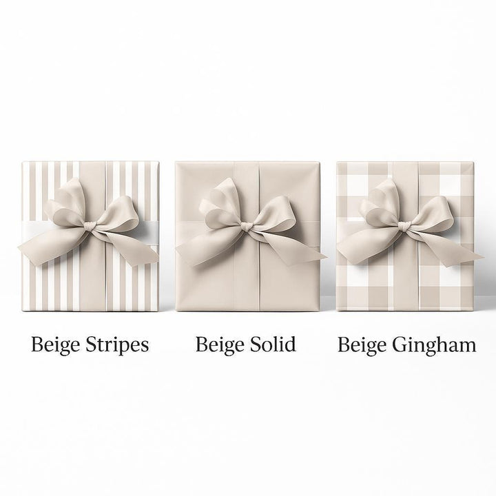Gift Wrap Bundle: Solid, Gingham, and Stripe - Satin or Matte Finish