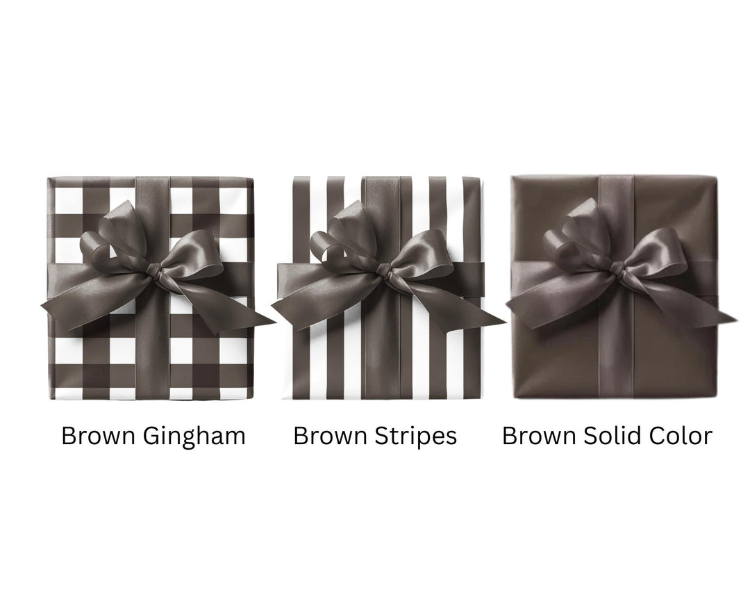 Gift Wrap Bundle: Solid, Gingham, and Stripe - Satin or Matte Finish