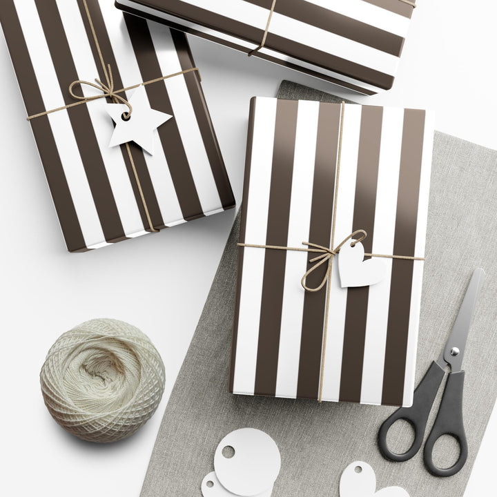 Espresso Brown Stripe Wrapping Paper: Elegant Gift Wrap