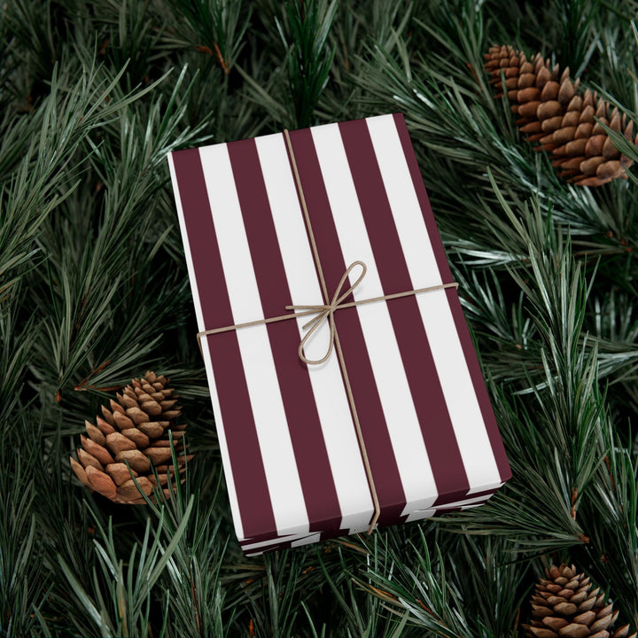 Burgundy Striped Wrapping Paper Birthday Gift Wrap Holiday Wrapping Paper Elegant & Classic Gift Wrap