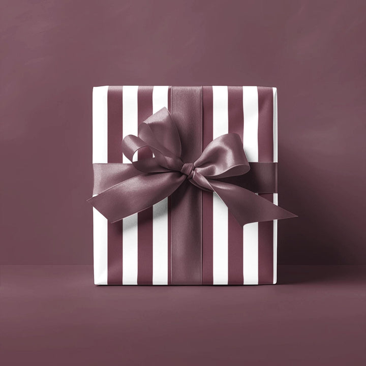 Burgundy Striped Wrapping Paper Birthday Gift Wrap Holiday Wrapping Paper Elegant & Classic Gift Wrap