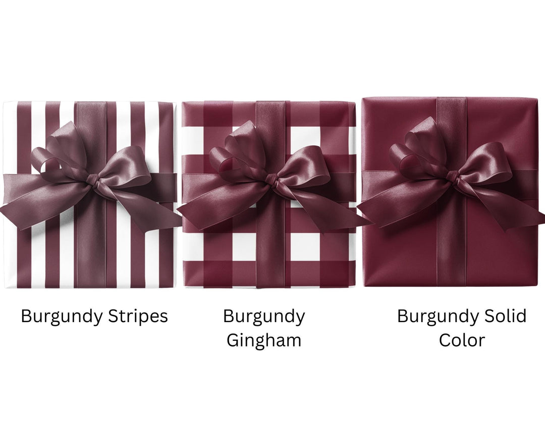 Gift Wrap Bundle: Solid, Gingham, and Stripe - Satin or Matte Finish