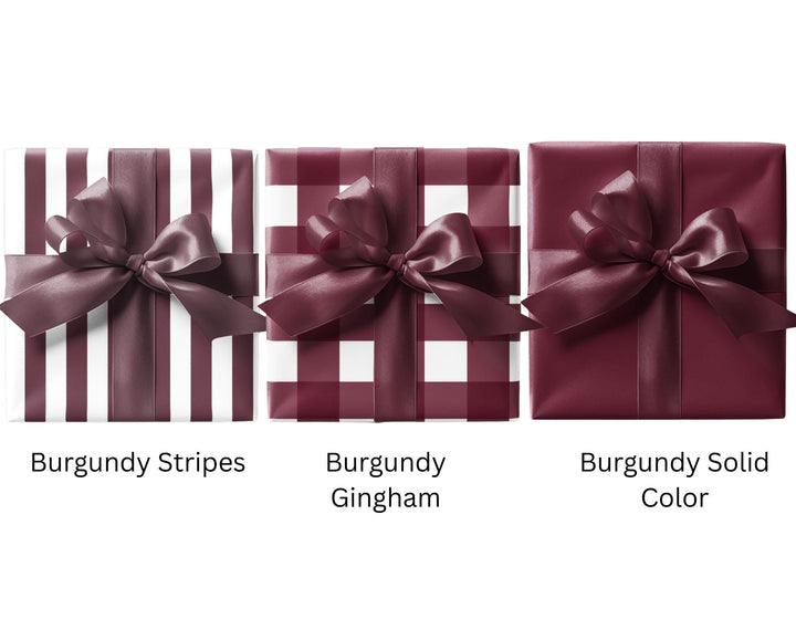 Gift Wrap Bundle: Solid, Gingham, and Stripe - Satin or Matte Finish
