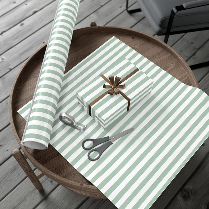 Light Green Striped Wrapping Paper