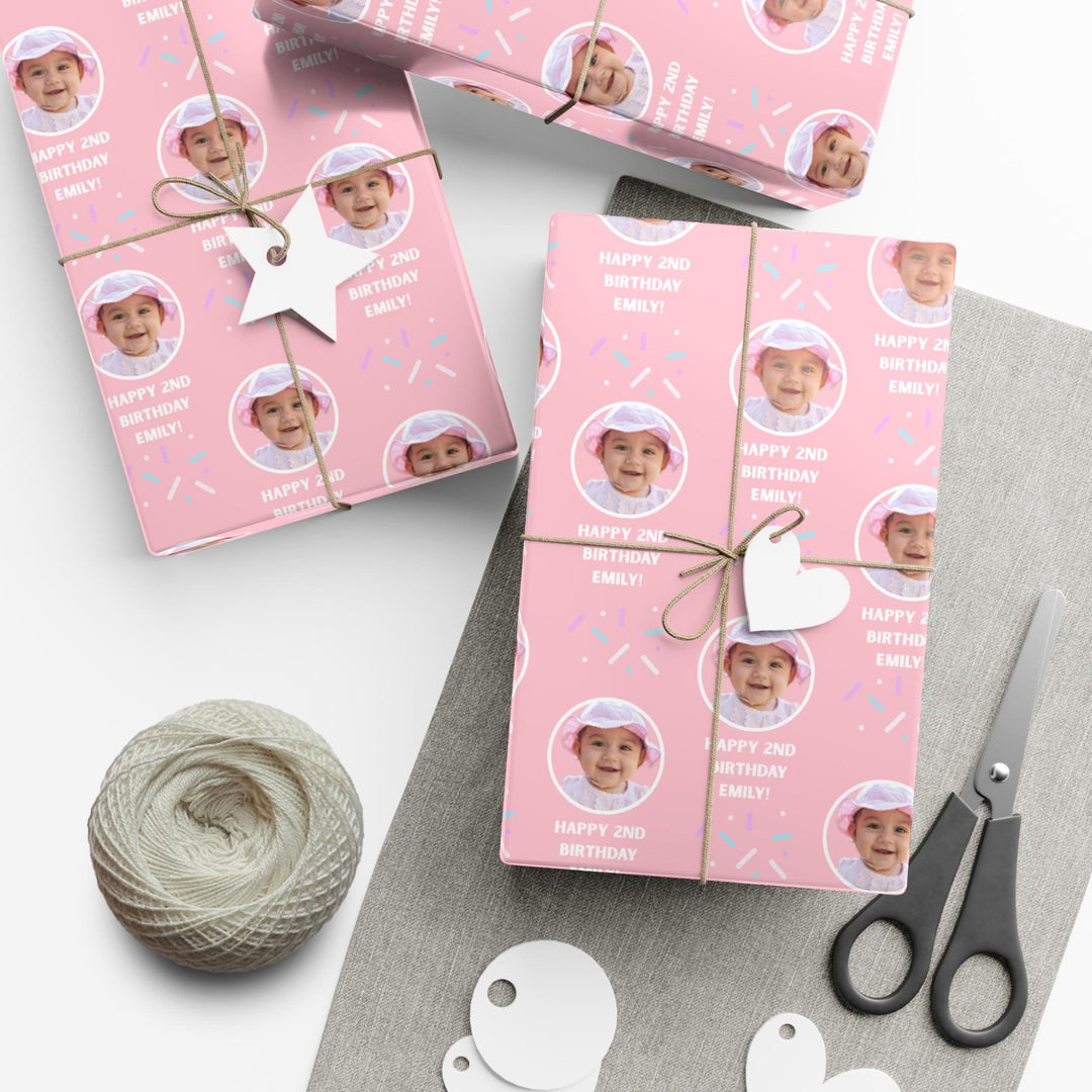 Custom Photo Birthday Wrapping Paper Personalized Gift Wrap with Picture and Message, Unique Birthday Party Gift Wrap, Custom Paper