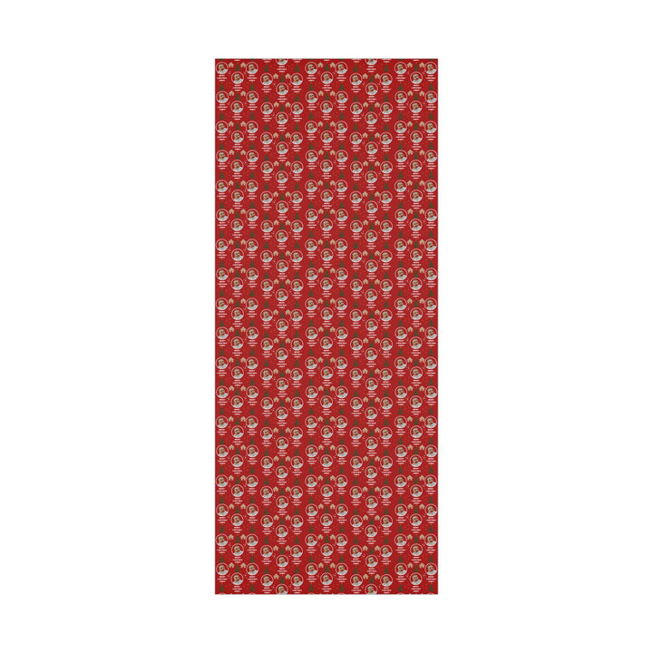 Custom Christmas Wrapping Paper Personalized Holiday Gift Wrap with Name, Gingerbread Tree Design, Dark Red Christmas Wrap