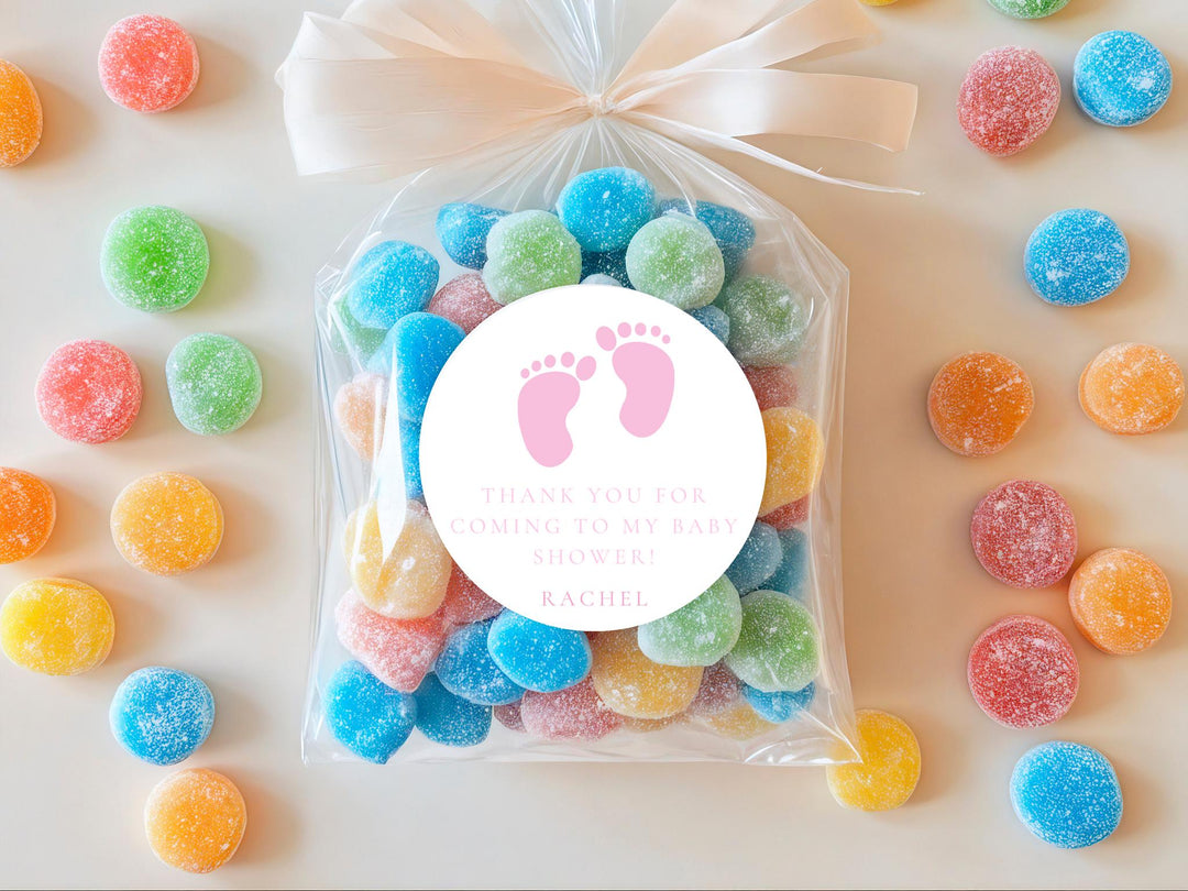 Pink Baby Feet Stickers: Baby Shower Favors