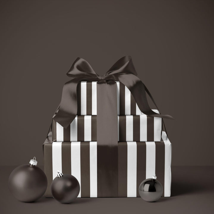 Espresso Brown Stripe Wrapping Paper: Elegant Gift Wrap