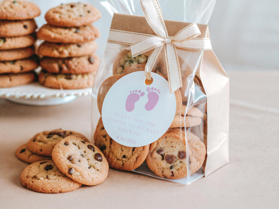 Pink Baby Feet Baby Shower Favor Tags