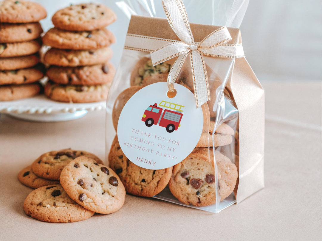 Firetruck Birthday Party Favor Tags