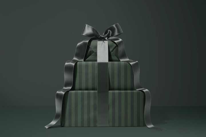 Dark Green Striped Holiday Wrapping Paper