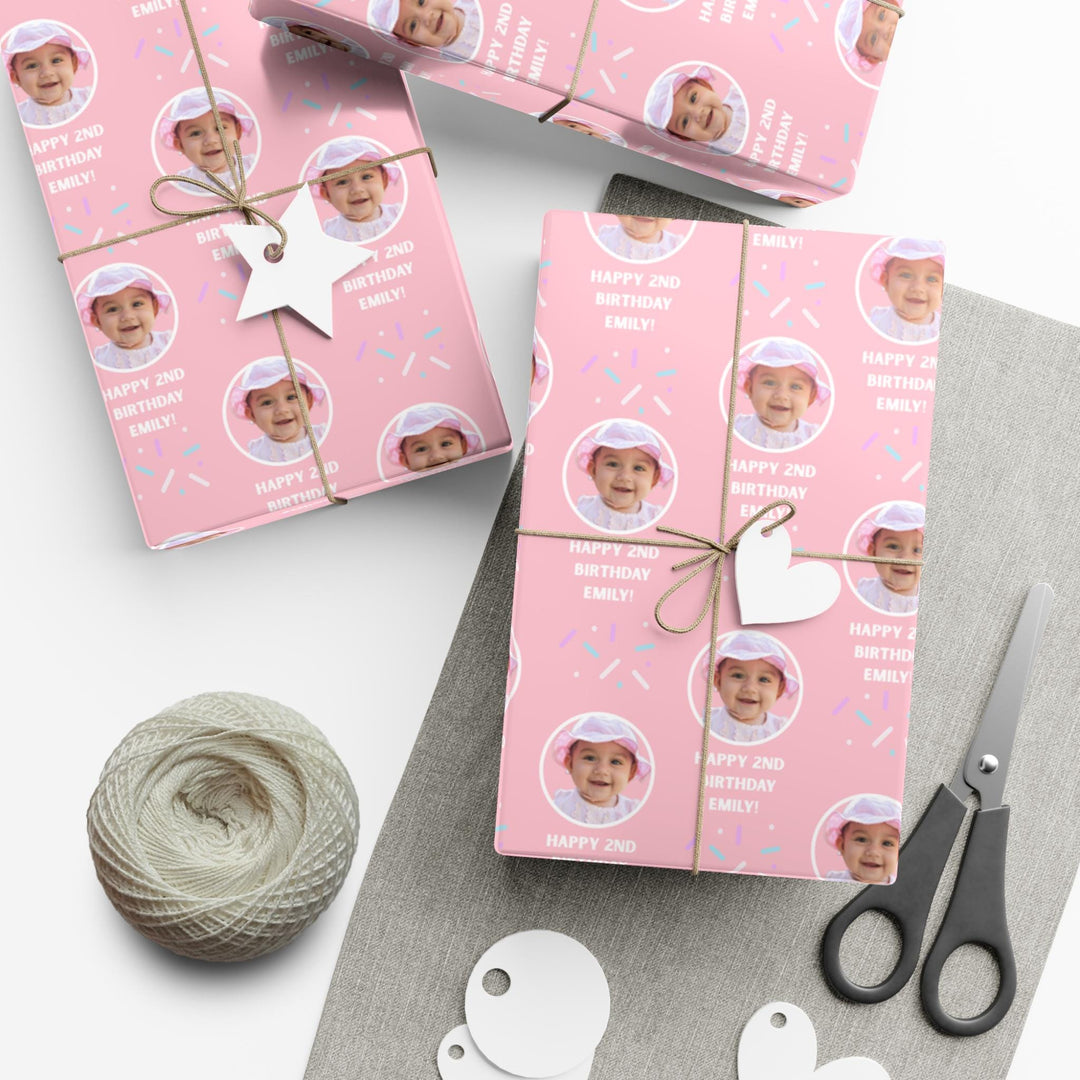 Custom Photo Birthday Wrapping Paper Personalized Gift Wrap with Picture and Message, Unique Birthday Party Gift Wrap, Custom Paper