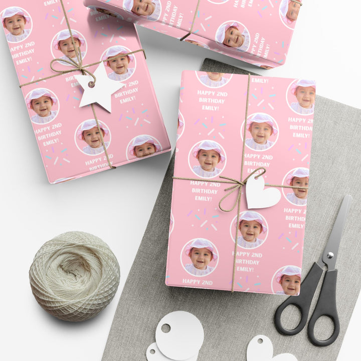 Custom Photo Birthday Wrapping Paper Personalized Gift Wrap with Picture and Message, Unique Birthday Party Gift Wrap, Custom Paper