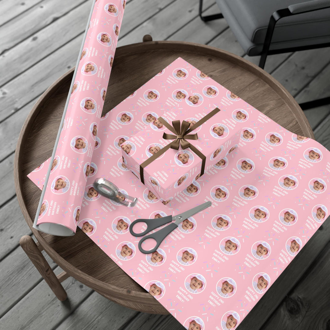 Custom Photo Birthday Wrapping Paper Personalized Gift Wrap with Picture and Message, Unique Birthday Party Gift Wrap, Custom Paper