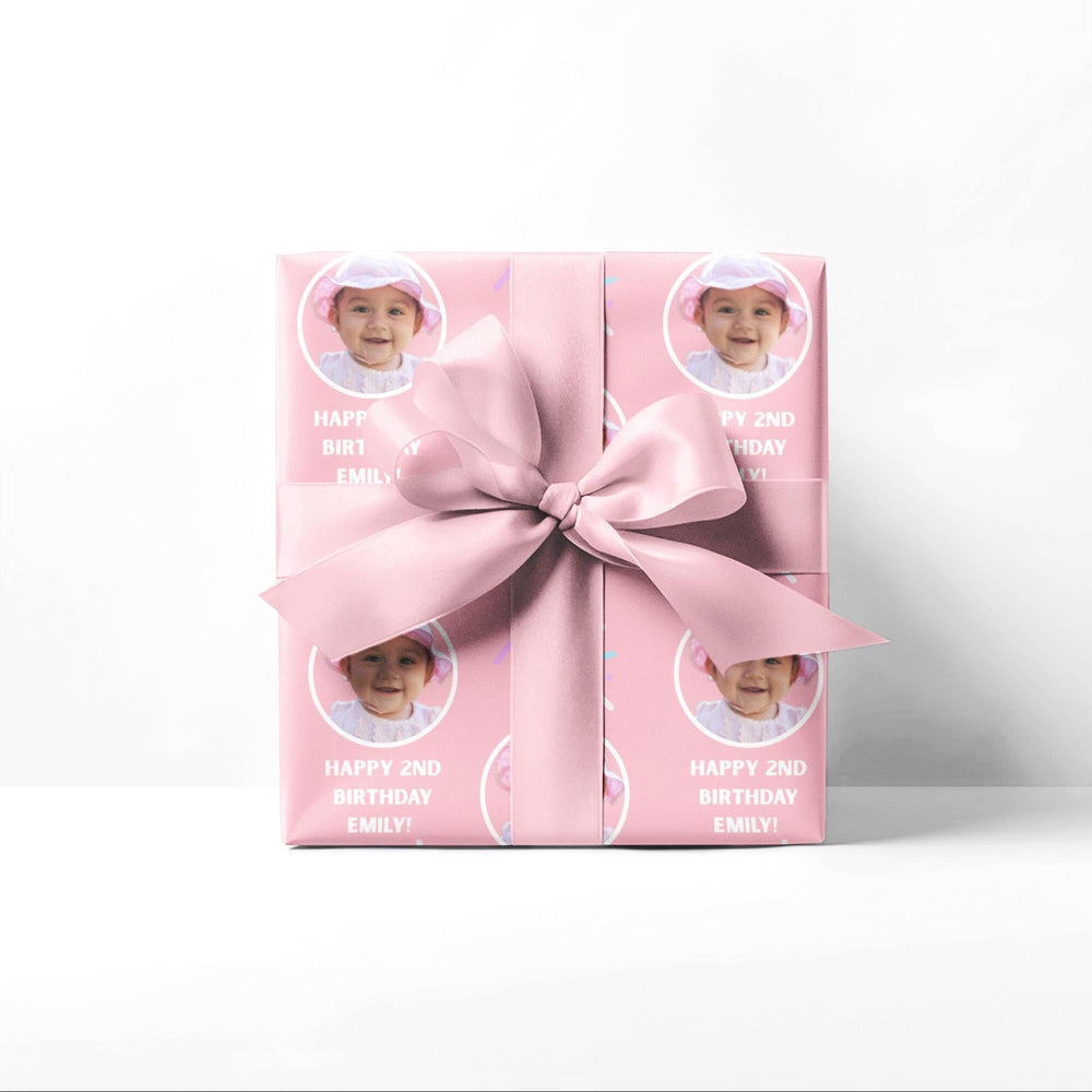 Custom Photo Birthday Wrapping Paper Personalized Gift Wrap with Picture and Message, Unique Birthday Party Gift Wrap, Custom Paper