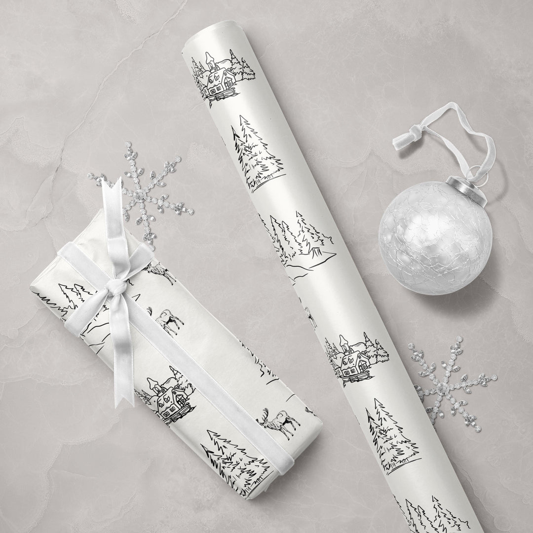 Vintage Christmas Tree Silhouette Wrapping Paper