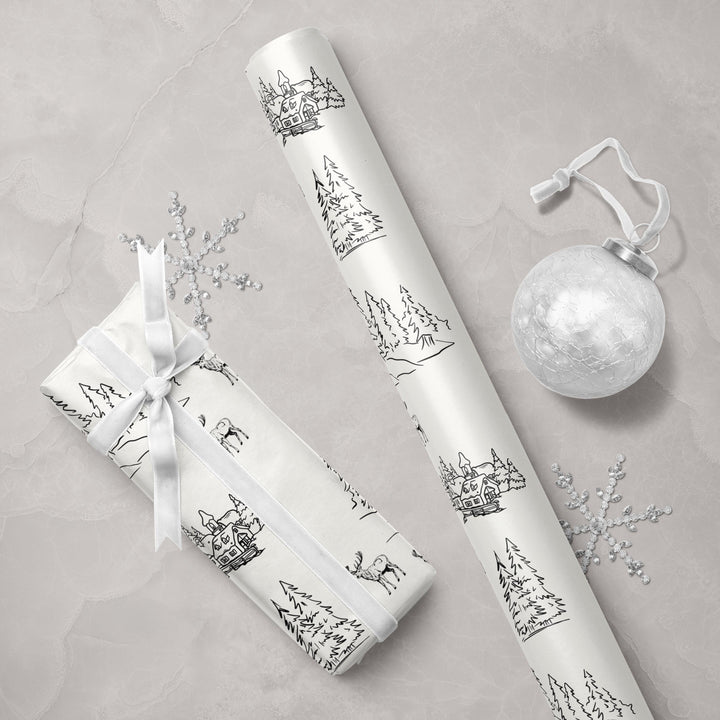 Vintage Christmas Tree Silhouette Wrapping Paper
