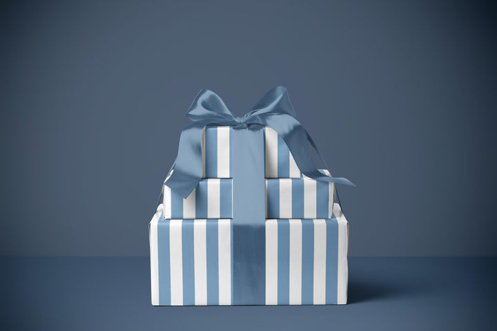French Blue Striped Wrapping Paper