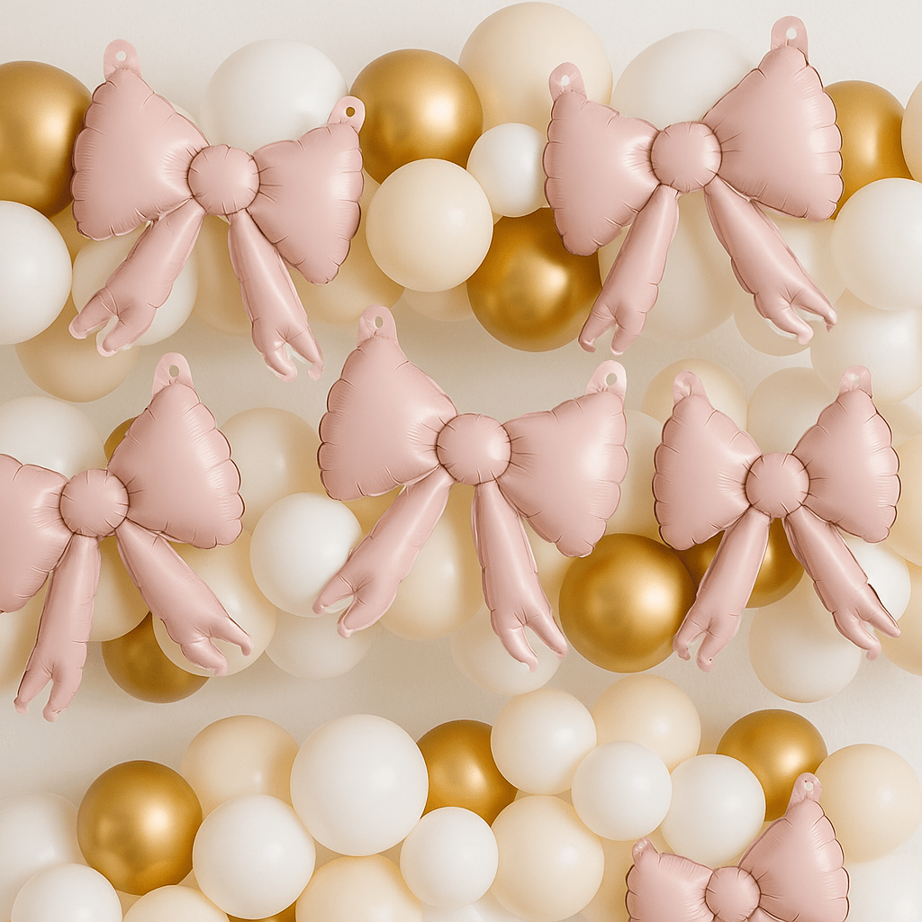 Powder Pink Foil Bow Balloons – 5 Pack | Ellie’s Party Supply