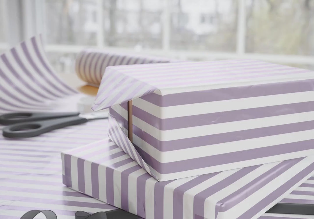 Purple Striped Wrapping Paper | Perfect for Birthdays, Anniversaries, Holidays & Special Occasions | Cute Lilac Gift Wrap