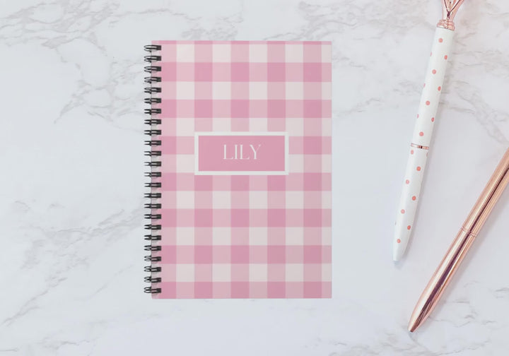 Pink Gingham Personalized Notebook | Subtle and Elegant Gift for Any Occasion | Custom Gift | Custom Notes