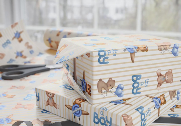 Cute Baby Bear Gift Wrap | Ideal for Baby Showers & Gender Reveals