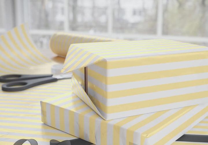 Elegant Yellow Striped Wrapping Paper | Perfect for Birthdays, Anniversaries, Holidays & Special Occasions