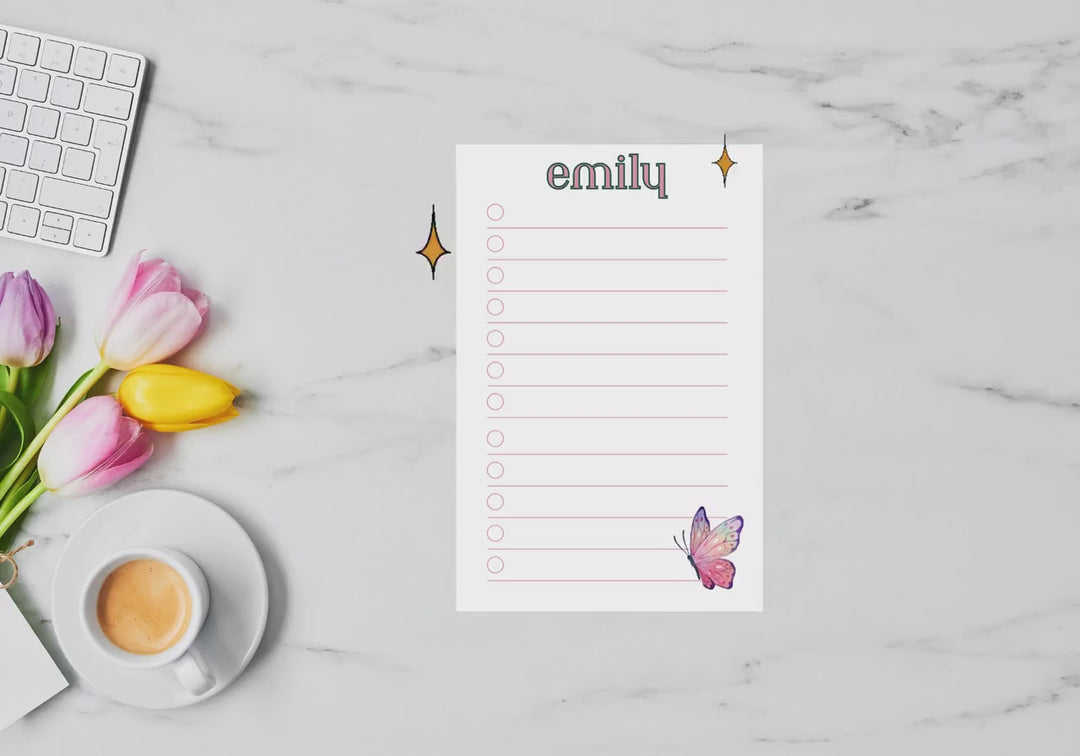 Personalized Rainbow Butterfly To-Do List Custom Productivity Planner Task Checklist- 50 pages