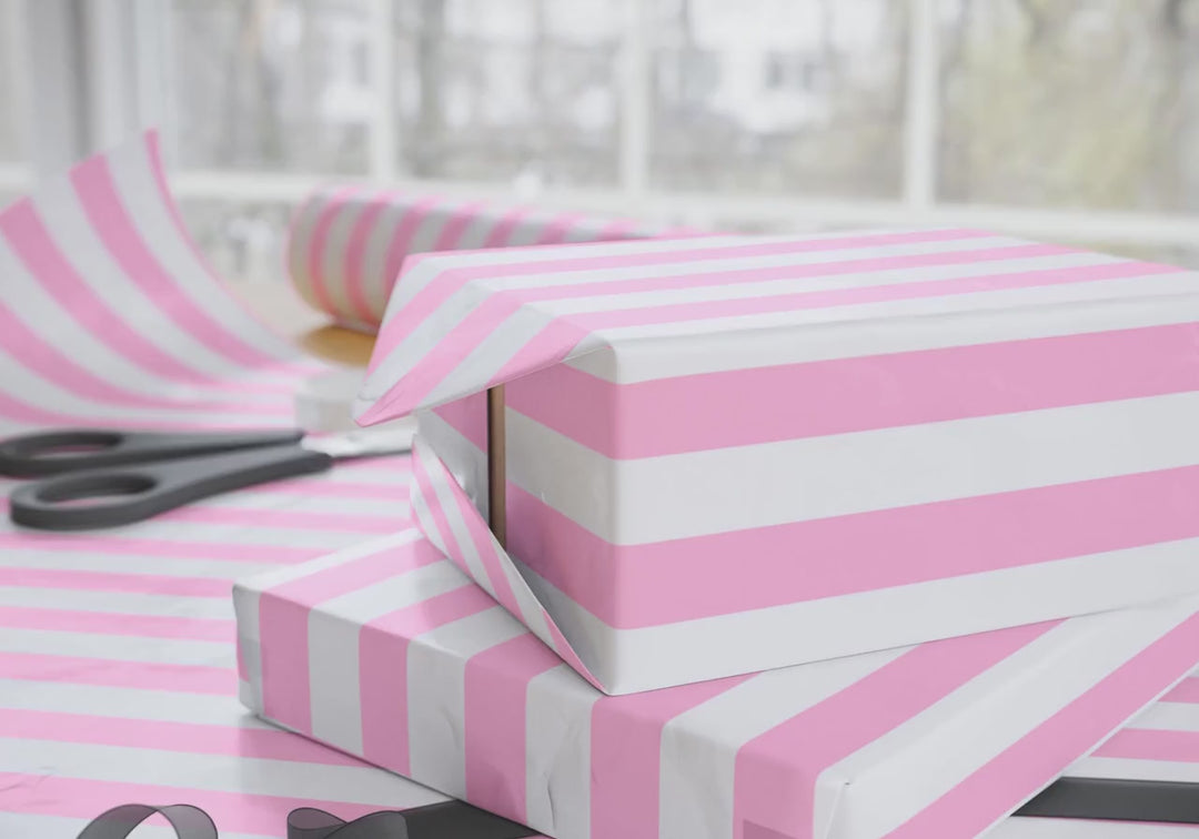 Pink Stripe Wrapping Paper | Birthday Gift Wrapping Paper | Baby Shower Wrapping Paper | Cute Striped Gift Wrap | Pink Stripe Wrapping Paper