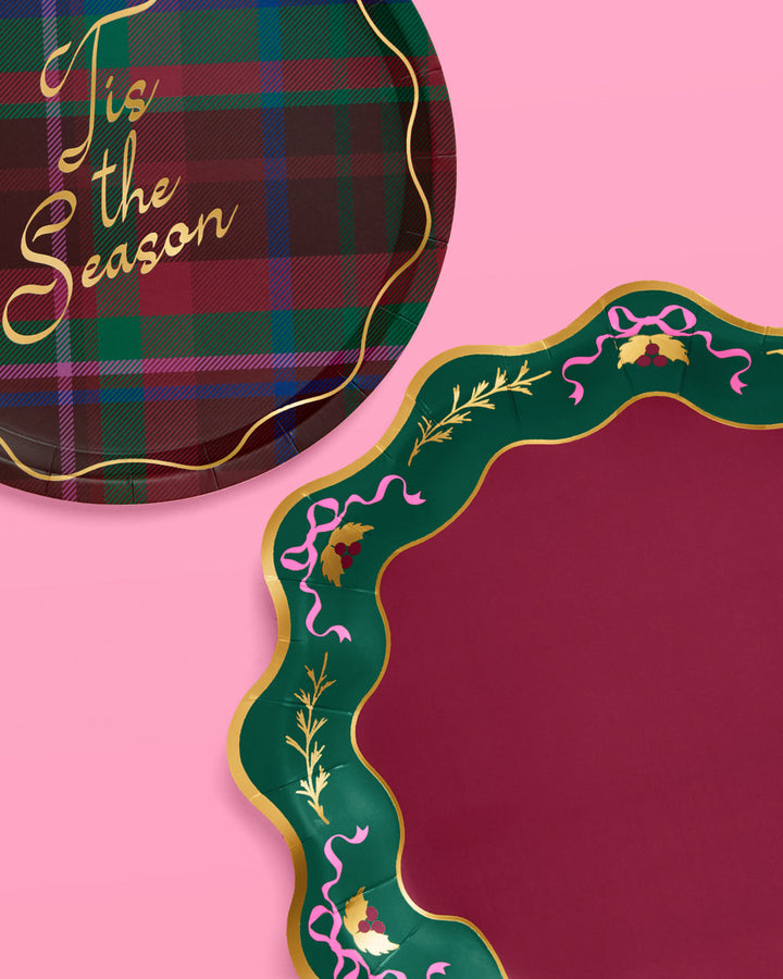 Tis the Season Plate Set - 32 paper plates, 2 sizes