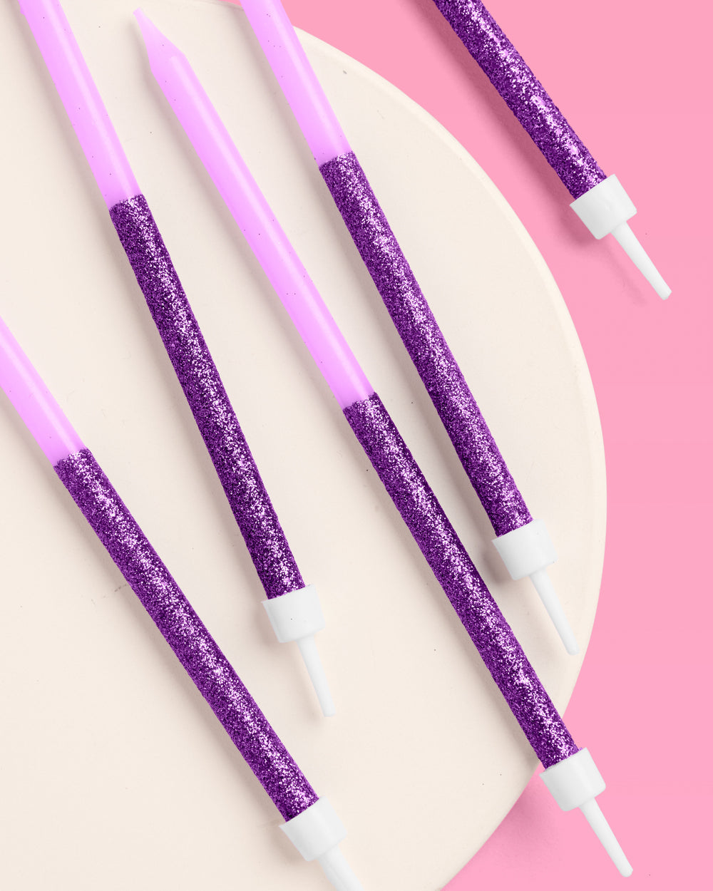 Purple Glitter Candles - 10 birthday candles