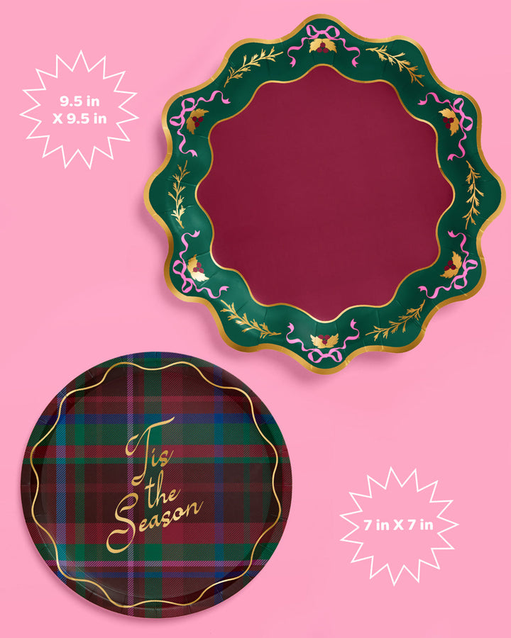 Tis the Season Plate Set - 32 paper plates, 2 sizes