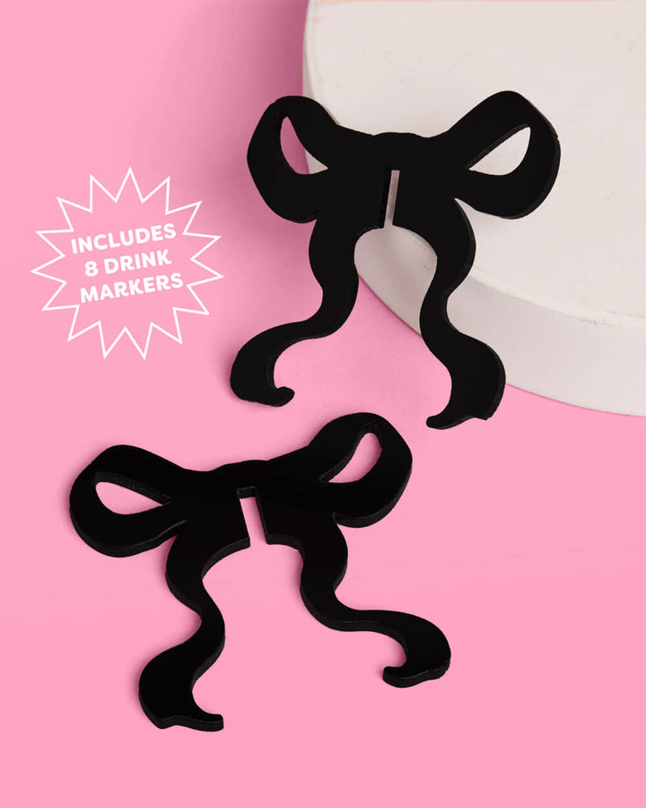Little Black Bow Drink Markers - 8 drink markers