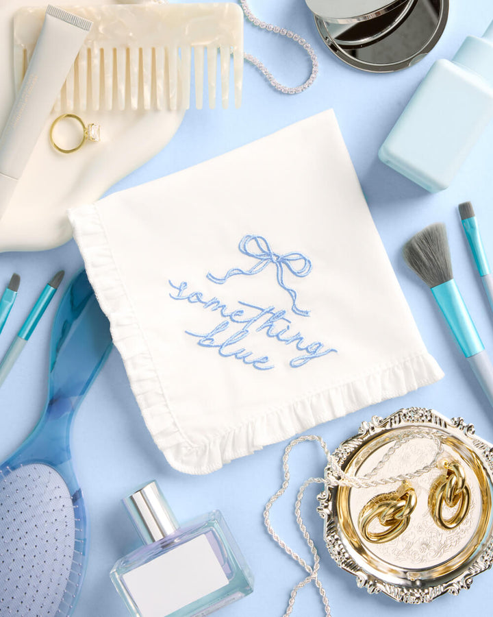 Something Blue Hanky - embroidered handkerchief