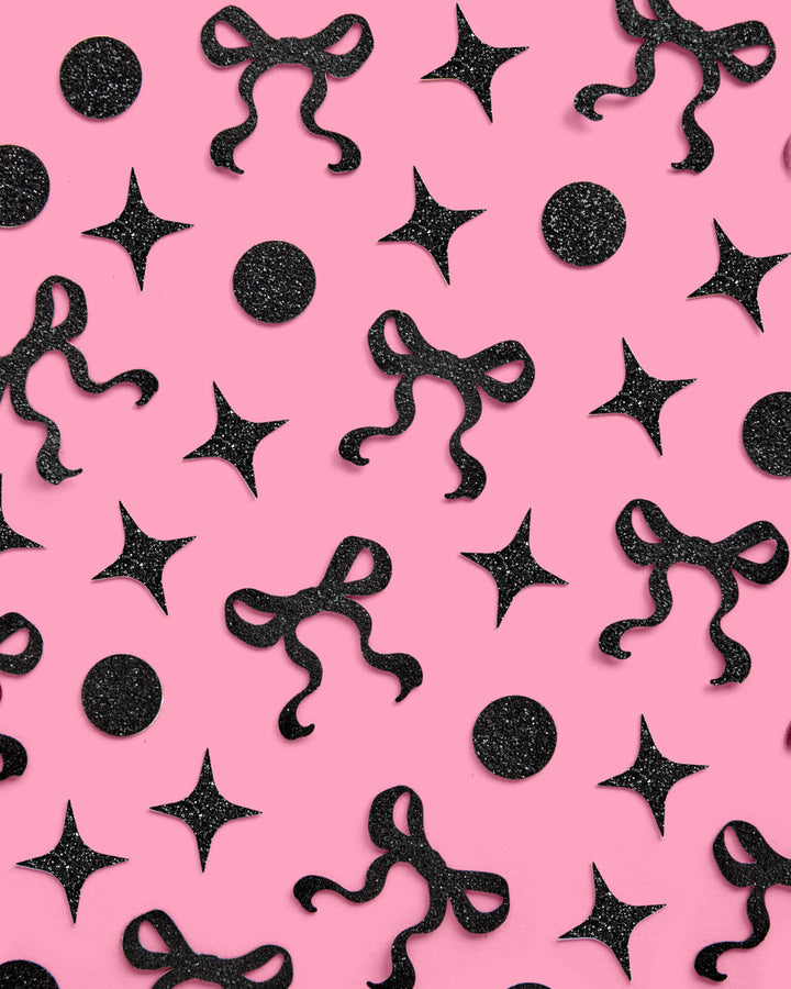 Little Black Bow Confetti - 200 pc glitter confetti