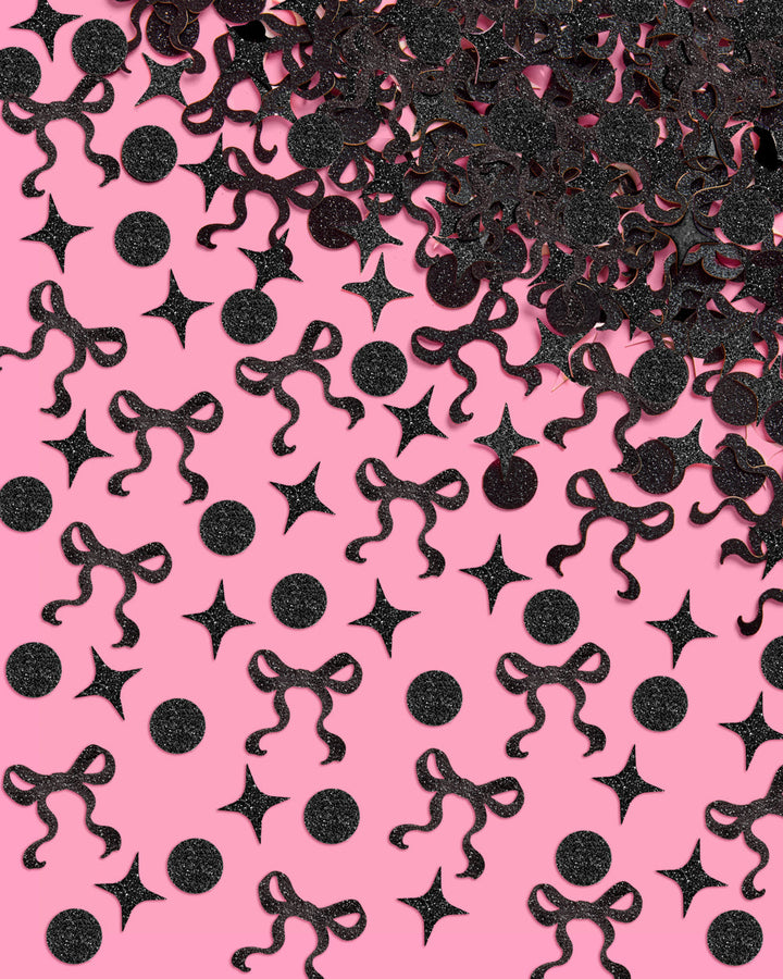 Little Black Bow Confetti - 200 pc glitter confetti