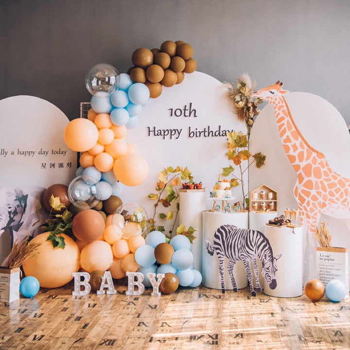 Giraffe Safari Balloon Garland Kit – Blue &amp; Mocha Jungle Theme