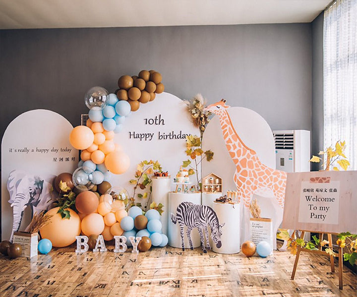 Giraffe Safari Balloon Garland Kit – Blue &amp; Mocha Jungle Theme
